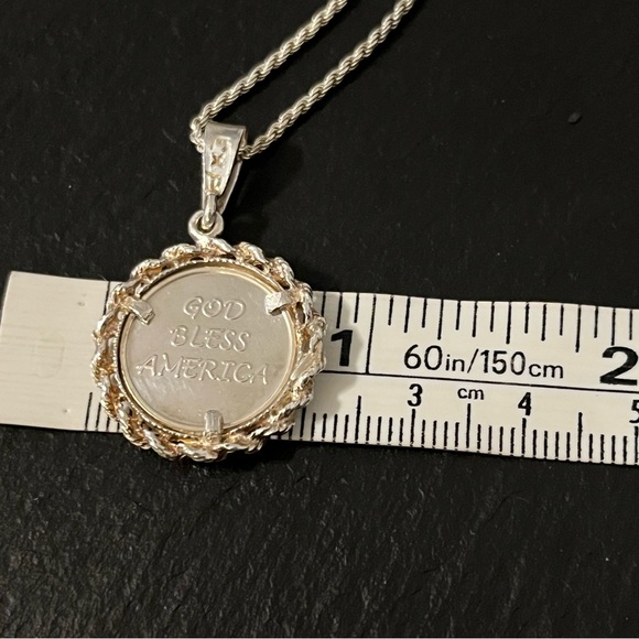 Sterling Silver God Bless America Flag Coin Pendant - Picture 11 of 16
